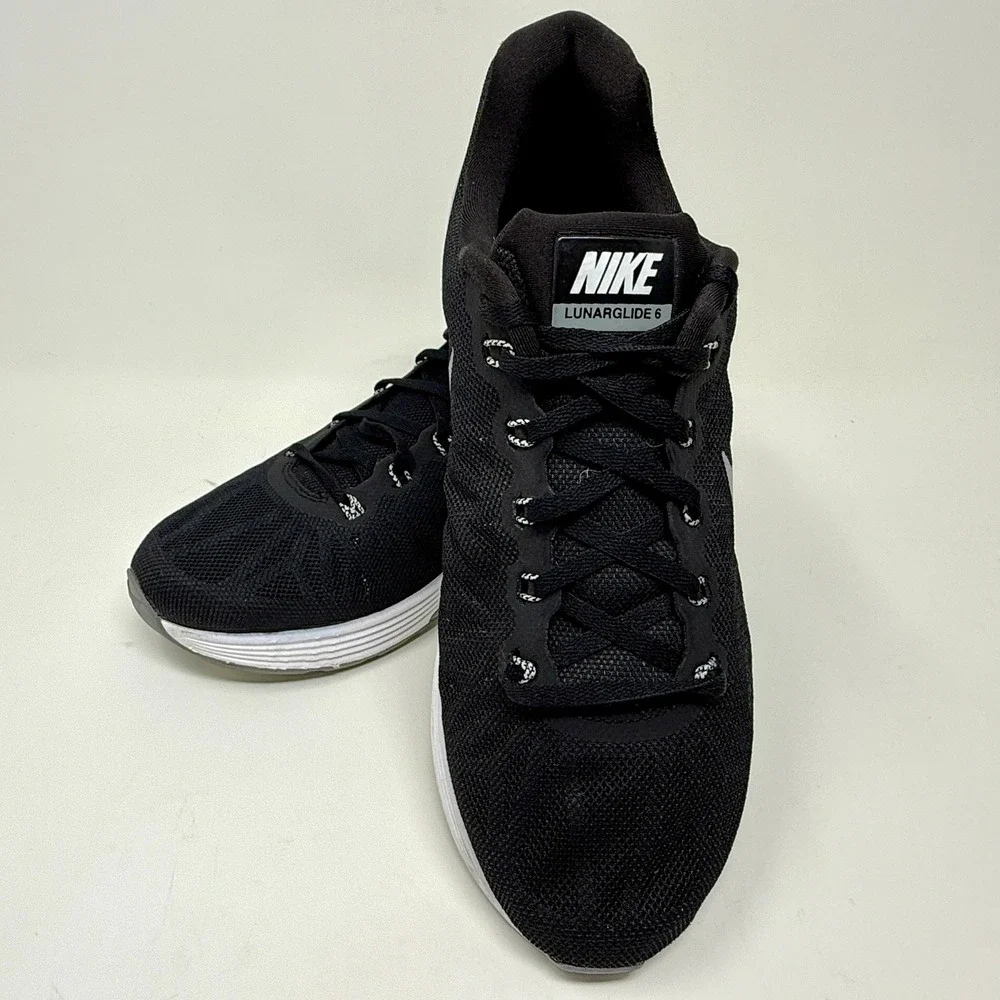 Nike LunarGlide 6 Running Shoes Black‎ White 654434-001 Size Women's 10